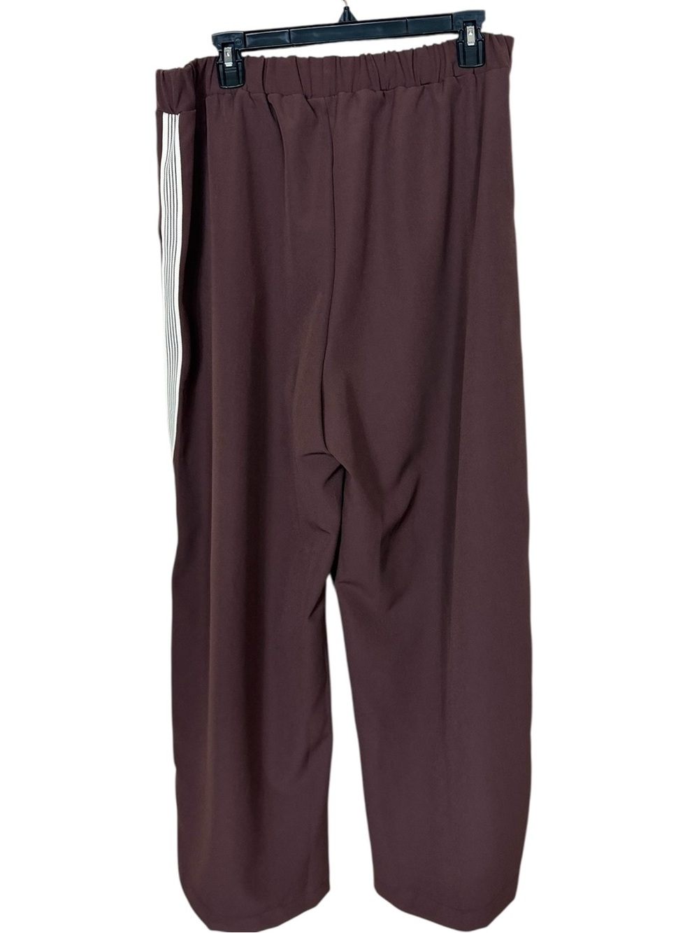 Maeve for Anthropologie “Aaron” Brown Wide-Leg Track Pants Cream Side Stripe NWT - Picture 6 of 14